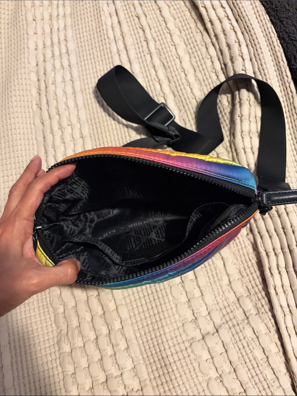 Kurt Geiger Rainbow Quilted Crossbody Belt Bag - Picture 4 of 9